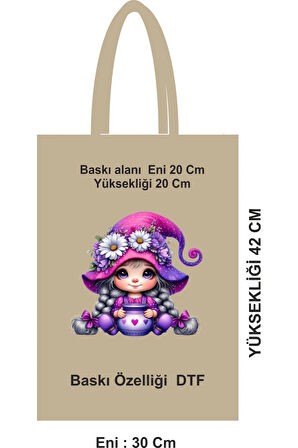 DTF Baskılı Bez Poşet 30x42 cm Saplı Pamuk Çanta – 46 Tel