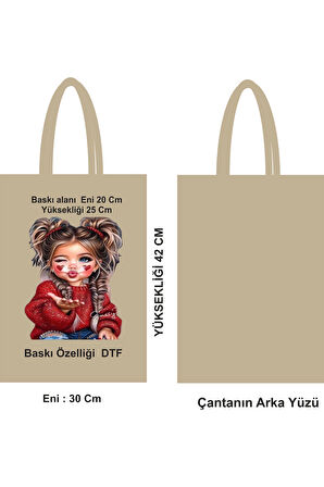 DTF Baskılı Ham Bez Poşet 30x42 cm Saplı – 46 Tel Kalın Kumaş