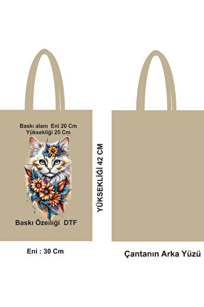 Eni 30 cm Yüksekliği 42 cm Saplı Bez Poşet