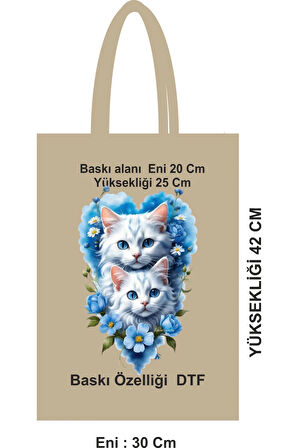 Trendy DTF Baskılı Bez Poşet – 30x42 cm, Saplı, Pamuklu