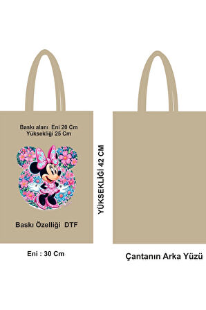 DTF Desenli Pamuk Bez Poşet – 30x42 cm, Çevre Dostu, Saplı