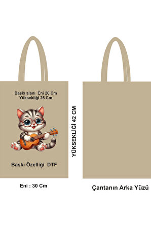 46 Tel DTF Baskılı Saplı Bez Poşet Çanta