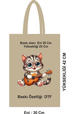 46 Tel DTF Baskılı Saplı Bez Poşet Çanta