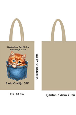 Eni 30 Boyu 42 DTF Baskılı Bez Poşet Çanta