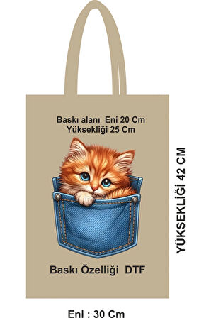 Eni 30 Boyu 42 DTF Baskılı Bez Poşet Çanta