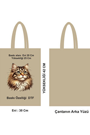 Bez Poşet DTF Baskı 30x42 Saplı ham bez çanta