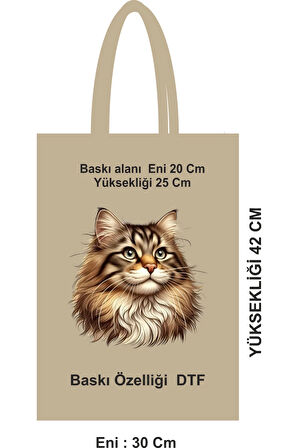 Bez Poşet DTF Baskı 30x42 Saplı ham bez çanta