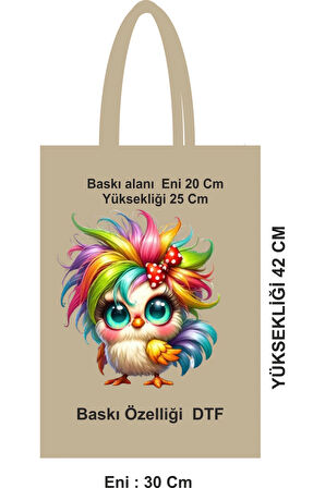 Saplı Ham Bez Poşet Çanta 30x42 Baskılı