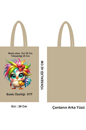 Saplı Ham Bez Poşet Çanta 30x42 Baskılı