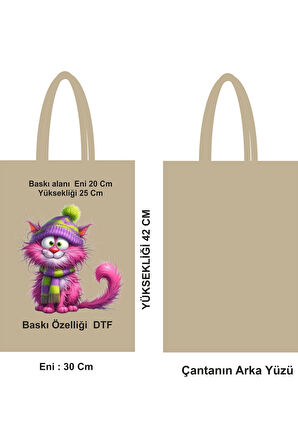 Çevre Dostu Saplı Bez Poşet Çanta Ham Bez Baskılı