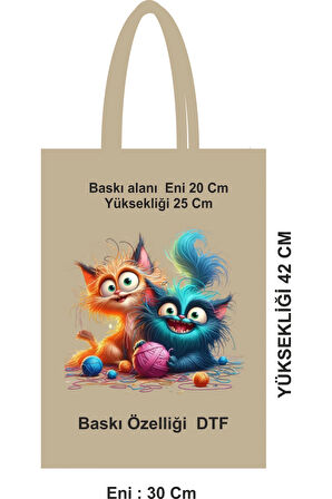 Şık Tasarımlı Saplı Bez Poşet Çanta