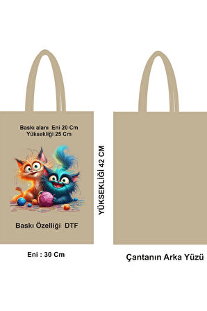 Şık Tasarımlı Saplı Bez Poşet Çanta