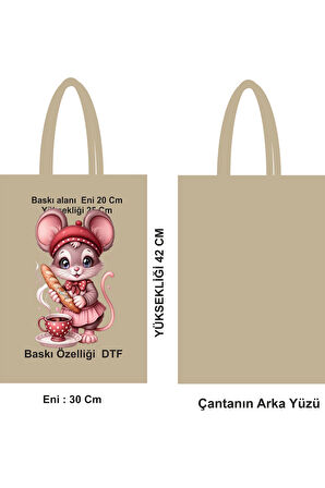 Çevreci Ham Bez Poşet Saplı Çanta Baskılı