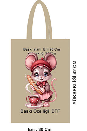 Çevreci Ham Bez Poşet Saplı Çanta Baskılı