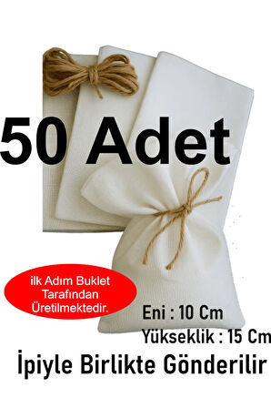 50 Adet %100 Pamuk Hambez Eni 10 Cm Yüksekliği 15 Cm Sabun, Lavanta, Kuru Kesesi, İpiyle Gönderilir