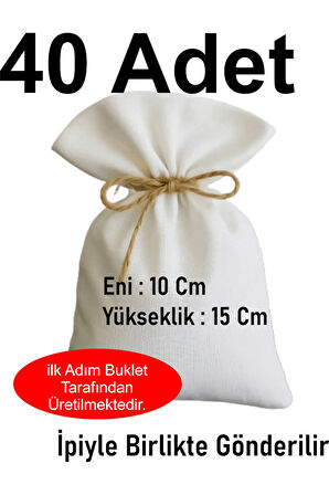 40 Adet %100 Pamuk Hambezden Eni 10 Cm Yüksekliği 15 Cm Lavanta, Sabun, Gül, Kuru ve hediyelik Kese
