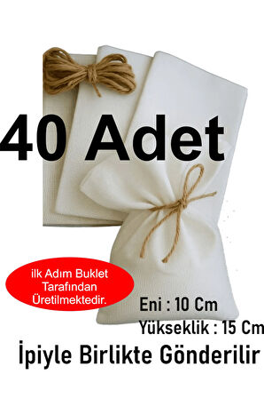 40 Adet %100 Pamuk Hambezden Eni 10 Cm Yüksekliği 15 Cm Lavanta, Sabun, Gül, Kuru ve hediyelik Kese
