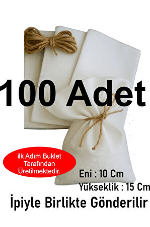 10x15 cm %100 Pamuk 100 Adet Ham Bez Kese – Doğal – Hediyelik, Lavanta, Sabun,