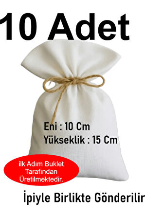 10x15 cm %100 Pamuk 10 Adet Ham Bez Kese – Doğal – Hediyelik, Lavanta, Sabun,