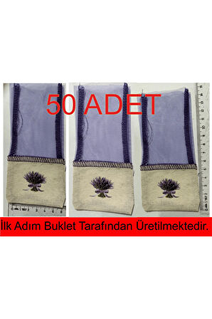 50 adet tüllü baskılı lavanta , hediye kesesi