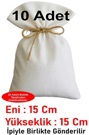 10 Adet Eni:15 cm Boyu: 15 cm %100 Pamuk Hambezden üretilen Naturel Kese Çok Amaçlı