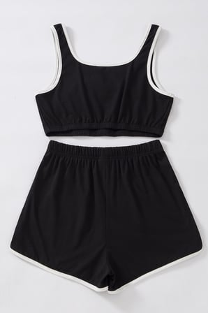 Fantezia Night Kadın Bordo Askılı Crop Top ve Şortlu Gecelik Takım