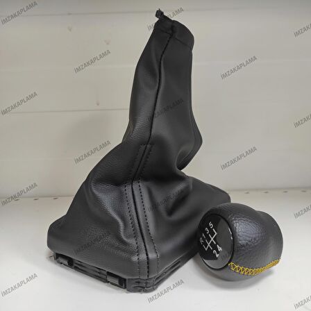 Opel Corsa C Deri Vites Topuzu - Vites Körüğü Takımı Sarı Dikişli