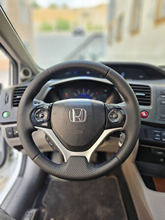 Honda Civic FB7 Araca Özel Direksiyon Kılıfı (Soft Nokta Düz Mavi İp)