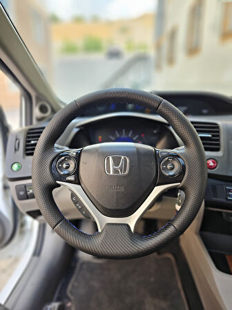 Honda Civic FB7 Araca Özel Direksiyon Kılıfı (Soft Nokta Düz Mavi İp)