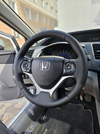 Honda Civic FB7 Araca Özel Direksiyon Kılıfı (Soft Nokta Düz Mavi İp)