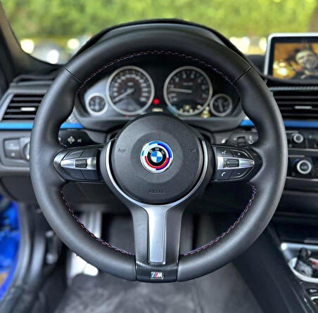 Bmw F30 Alcantra NAPPA Araca Özel Dikmeli Direksiyon Kılıfı