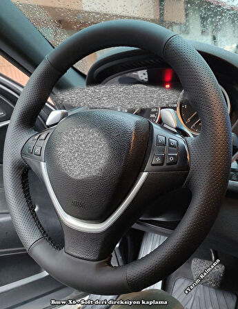 BMW X6 Araca Özel Deri Direksiyon Kılıfı (Düz Noktalı)