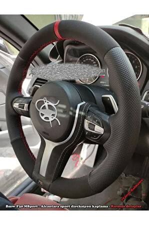 Bmw F30 M Araca Özel Direksiyon Kılıfı (nubuk Noktalı Yüzüklü)
