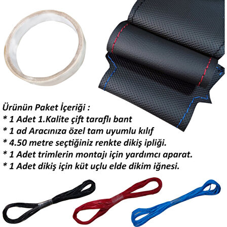 Bmw F30  Araca Özel Dikmeli Direksiyon Kılıfı (Nubuk Noktalı Yüzüklü)
