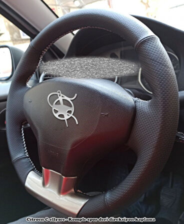 Citroen C-Elysee Araca Özel Deri Direksiyon Kılıfı (Noktalı Düz)