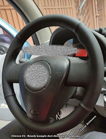 Citroen C-Elysee Araca Özel Deri Direksiyon Kılıfı (Düz)