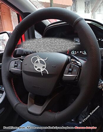 Ford Fiesta 2018 Araca Özel Deri Direksiyon Kılıfı ( Noktalı Nubuk )