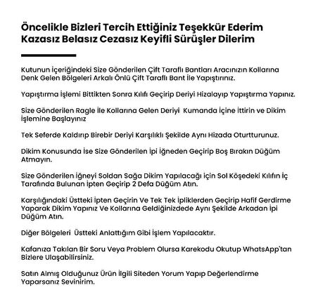 Ford Fiesta 2018 Araca Özel Deri Direksiyon Kılıfı ( Noktalı Nubuk )