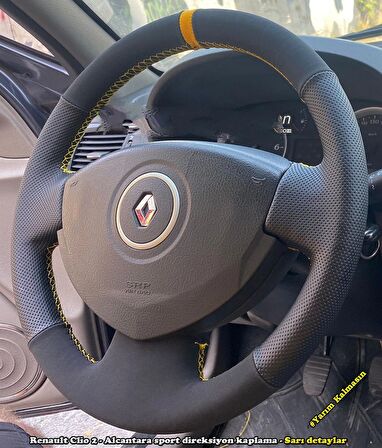 Renault Clio 2 Araca Özel Direksiyon Kılıfı (Noktalı Nubuk Yüzüklü)