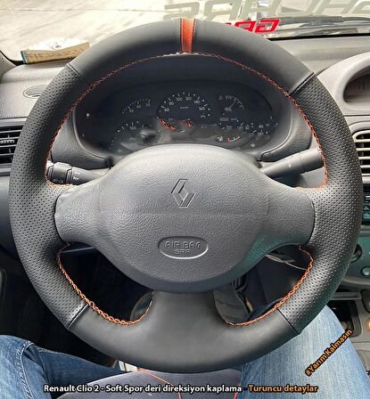 Renault Clio 2 Araca Özel Direksiyon Kılıfı (Noktalı Soft Yüzüklü)