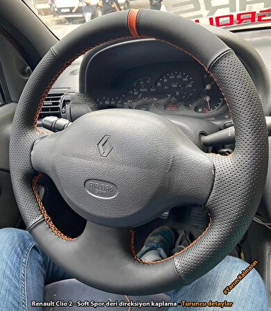 Renault Clio 2 Araca Özel Direksiyon Kılıfı (Noktalı Soft Yüzüklü)