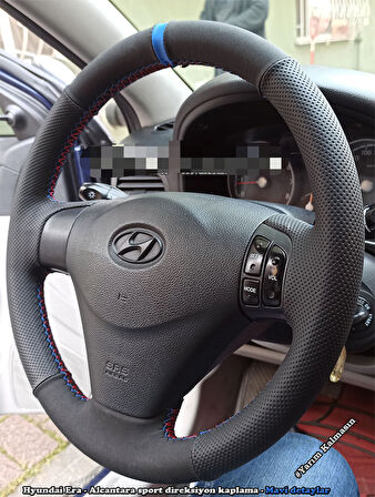Hyundai Accent Era Araca Özel Direksiyon Kılıfı (Alcantra Nokta Yüzüklü)