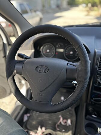 Hyundai Accent Era Araca Özel Direksiyon Kılıfı (Nokta Düz Gri Dikiş)