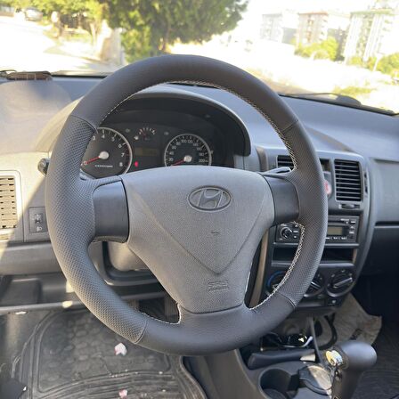 Hyundai Accent Era Araca Özel Direksiyon Kılıfı (Nokta Düz Gri Dikiş)