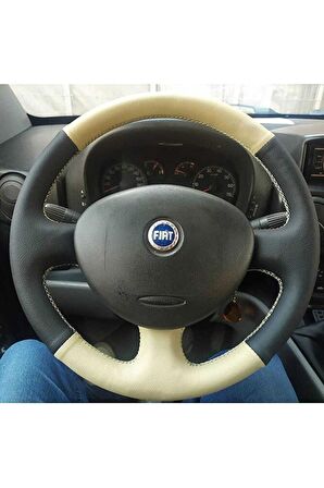 Fiat Doblo 2005-2010 Eski Kasa Araca Özel Direksiyon Kılıfı (noktalı Krem)
