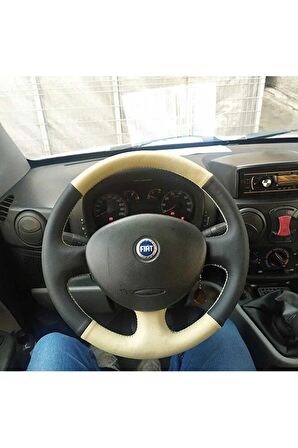 Fiat Doblo 2005-2010 Eski Kasa Araca Özel Direksiyon Kılıfı (noktalı Krem)