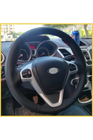 Ford Fiesta 2009-2015 Araca Özel Direksiyon Kılıfı (karbon Noktalı)