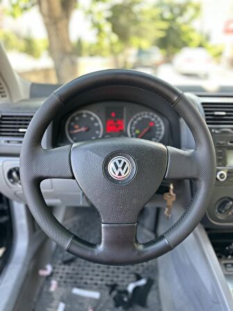Volkswagen Golf 5 Tuşsuz Araca Özel Direksiyon Kılıfı (Nokta Soft Bentley Siyah Dikişli)