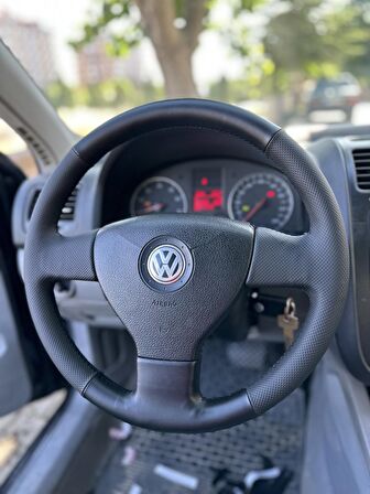 Volkswagen Golf 5 Tuşsuz Araca Özel Direksiyon Kılıfı (Nokta Soft Bentley Siyah Dikişli)