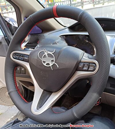 Honda Civic FD6 Araca Özel Direksiyon Kılıfı (Noktalı Düz Yüzüklü)